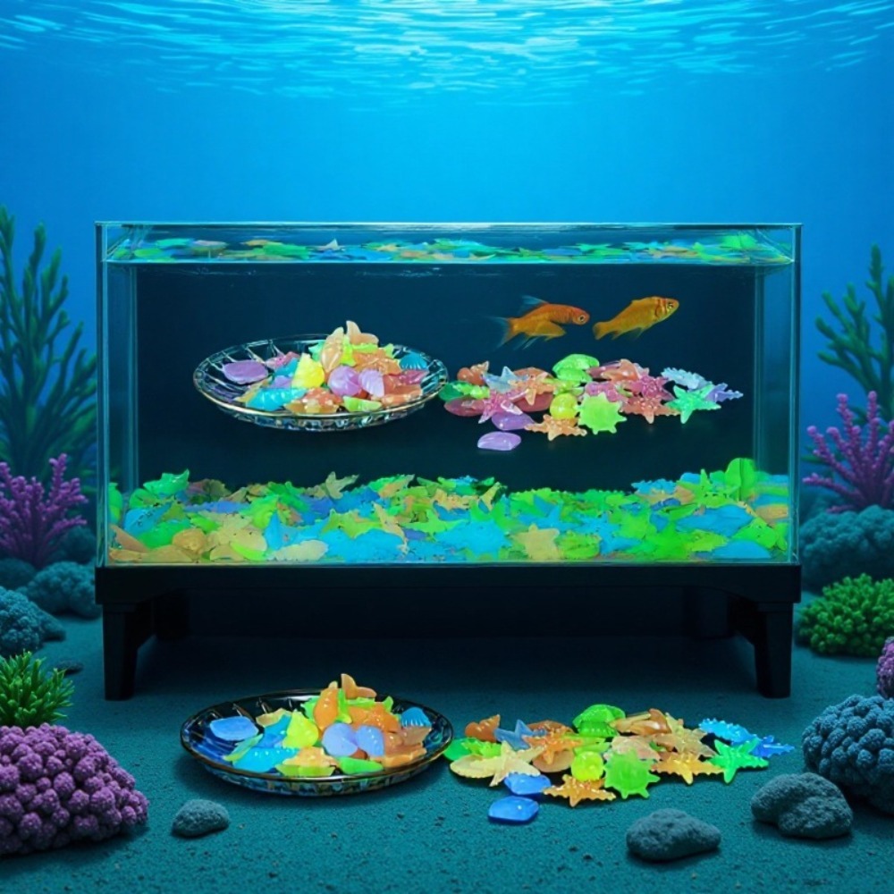 Aquarium Plant Grow Light - 빛나는 해양석, 형광 조개껍데기, 화려한 불가사리