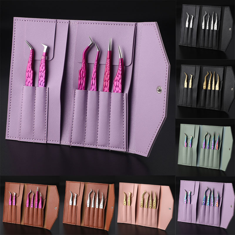 Planted Clip Tweezers - 가짜 팬 속눈썹 확장을위한 6PCS 가짜