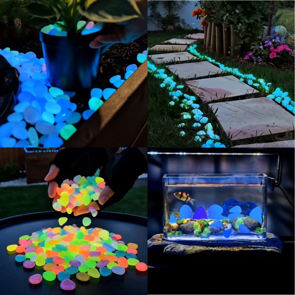 Aquarium Planted - 다채로운 야광 조약돌 정원석, 야외 정원